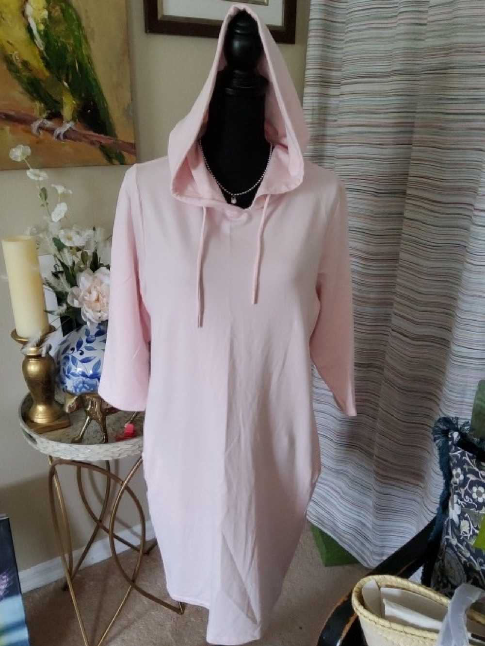 DKNY Light Pink Hooded Tunic Dress